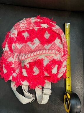 Boho Aztec Fringe Linen Mini Backpack